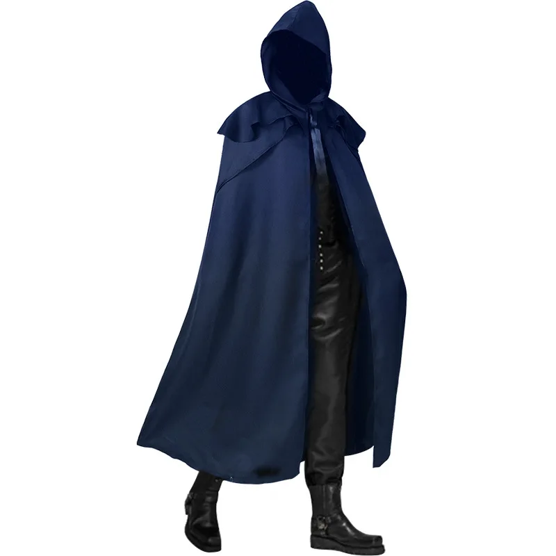 New loween Par Medieval Multicolored Hooded Long Coat Gothic Sle Men's Large Cloak Ethnic Stage Costume Polyester