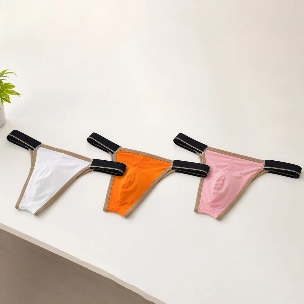 Men Sexy Thong Briefs Underwear High Stretchy G-String Bulge Pouch T-shaped Thongs Breathable Brief Underwear Underpant