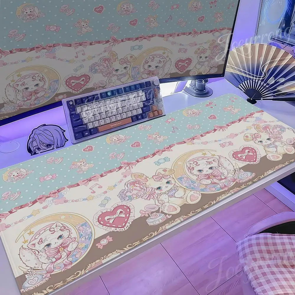 

Mouse Pad 1000x500 Taro Sakamoto Days XXL Large Non-slip Office Keyboard Mats Desk Mat Kawaii Moon Cat Cartoon