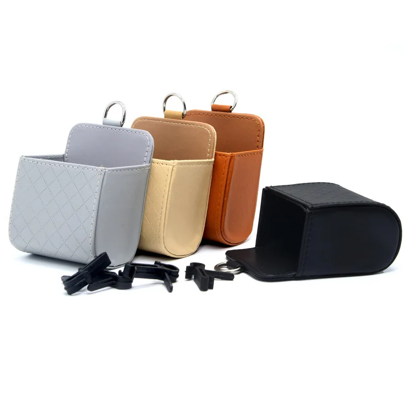 Air conditioner trend storage bag Car supplies Multifunctional mobile phone hanging bag Car storage box bucket Car storage box