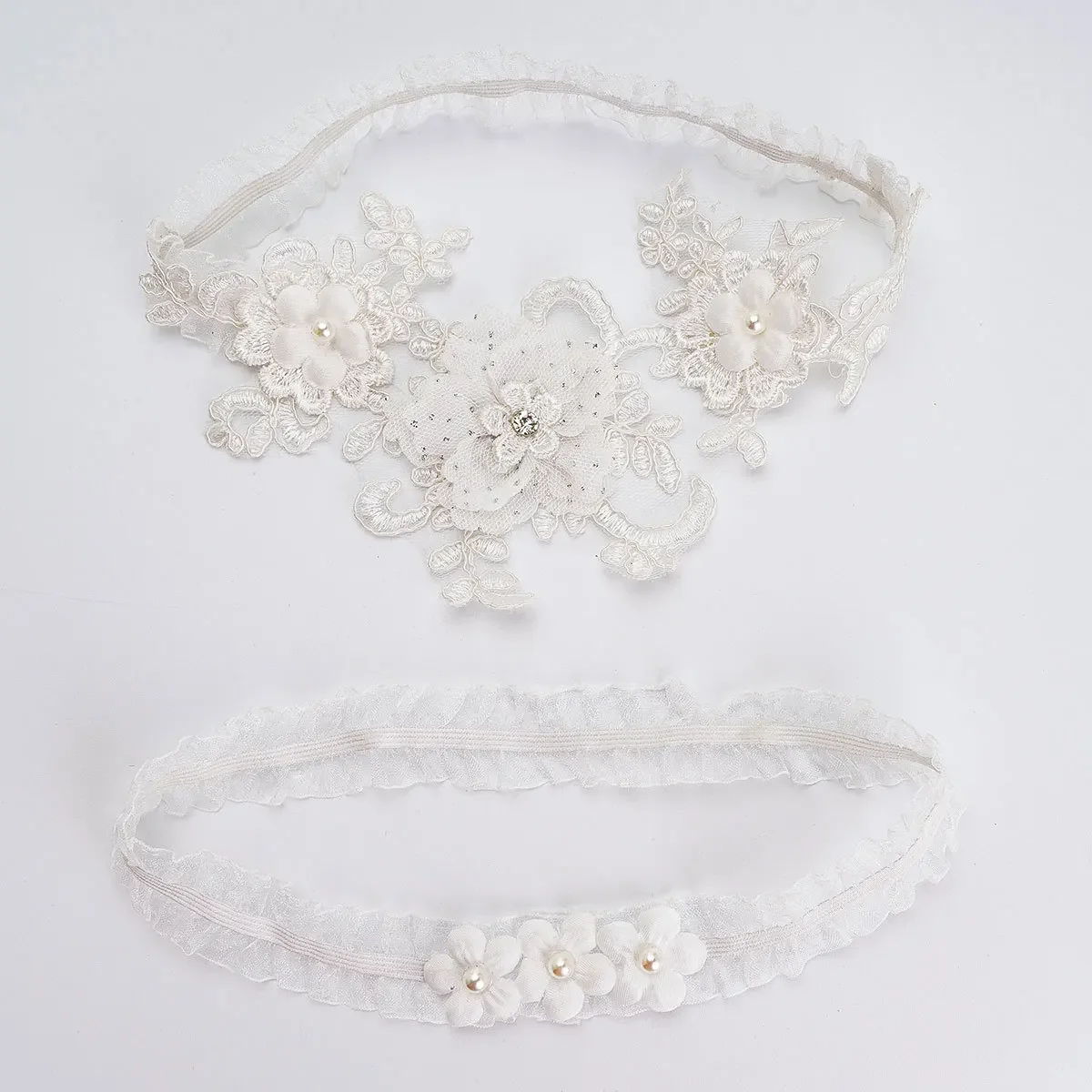 Jarretière de mariage en dentelle pour femme, perles de fleurs, blanc, cuisse, anneau de jambe, accessoires de mariée sexy, 2024