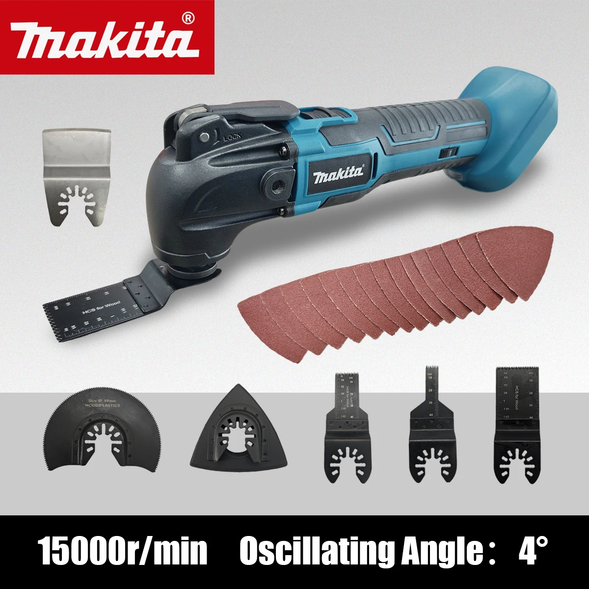 Outil multifonction oscillant Makita, scie électrique, débroussailleuse, pelle, machine à découper pour le travail du bois, compatible avec la batterie Makita 18V.