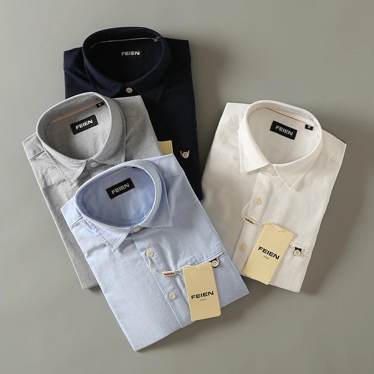 

Wu Wen Le Pure Cotton Oxford Cloth Washed Long Sleeve Casual Shirt Men's Fashion Workwear Color Shirt Youth Popular Style