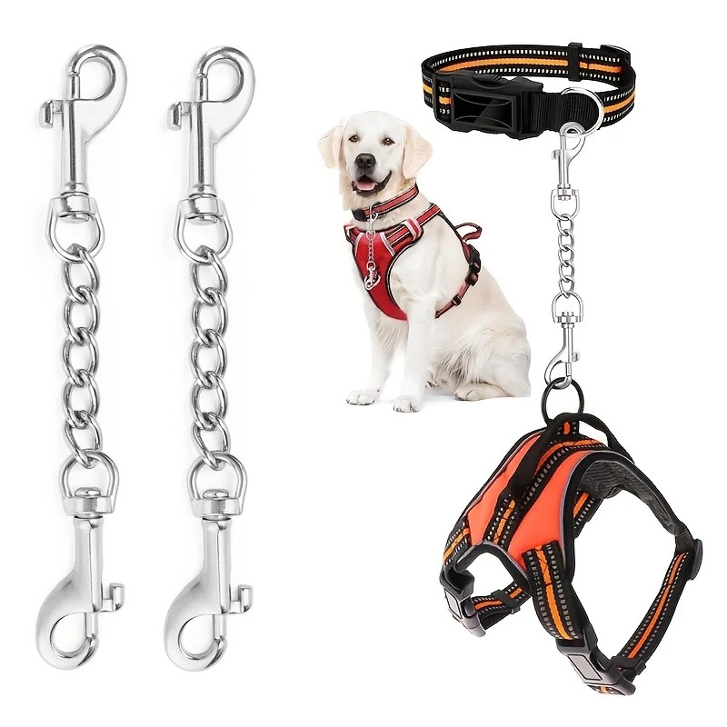 Small Dog Collar Replacement Straps, Harness Collar Buckle With Metal Chain Leash, Secure Spare Connecting Replacement Webbing.