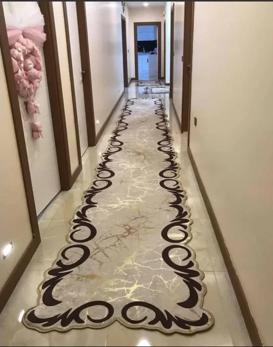 Modern Style Printed Pattern Corridor Carpets Lobby Decor Villa Kitchen Aisle Rug Bedroom Runner Hallway Entryway Non-slip Mat