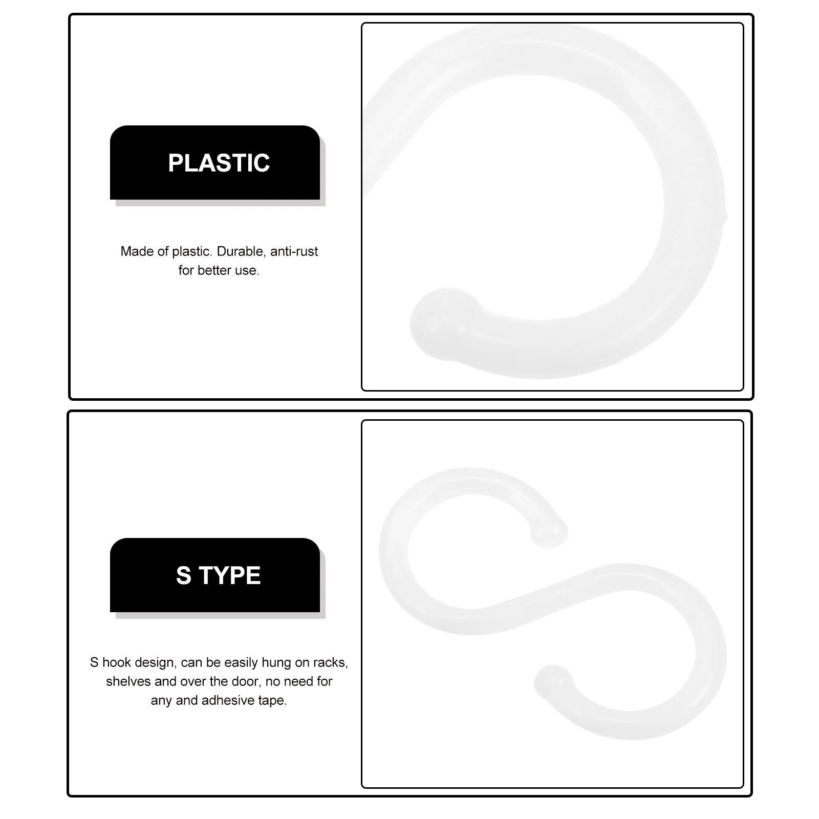 100 قطعة من البلاستيك S السنانير المطبخ الحمام الملابس شماعات المناشف تخزين الرف فوق الباب الثقيلة Pothooks #6