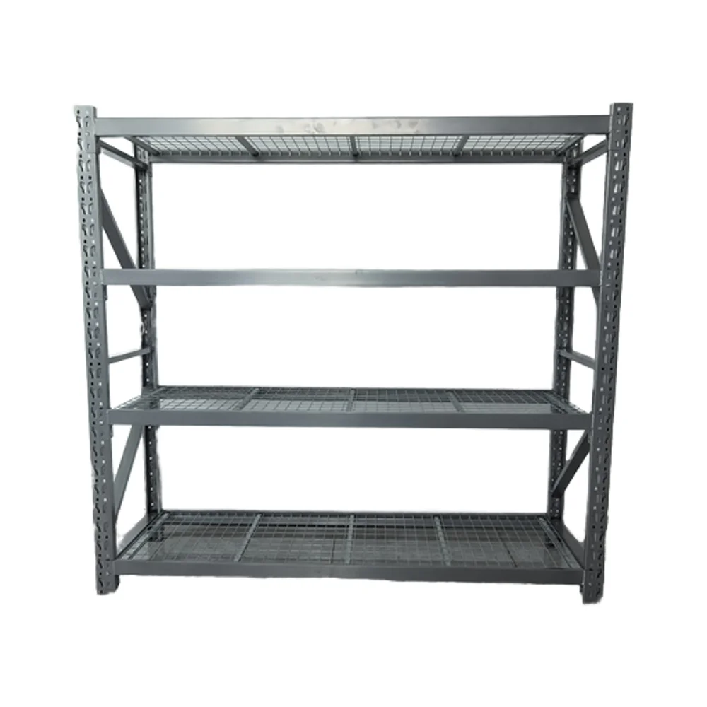 

xc-2025 New Heavy Silver Mesh Storage Rack Easy to Assemble Industrial Metal Shelf 1000LBS Bearing Capacity for Warehouses#