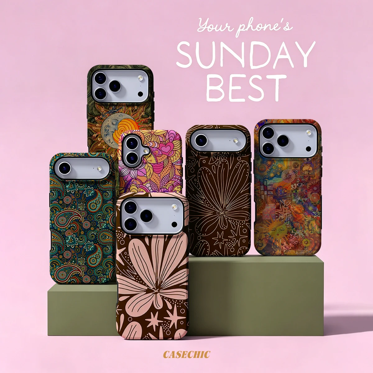 

Boho Floral For Case For iPhone 17 16 15 14 Plus 13 Pro Max Shockproof Hard PC Flower Cover