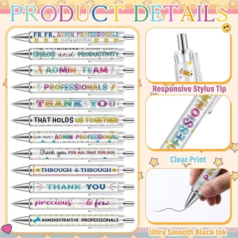 6/12 Pieces Administrative Professionals Ballpoint Pens thank-you Gifts For Office Party Female employees, Assistants Colleagues