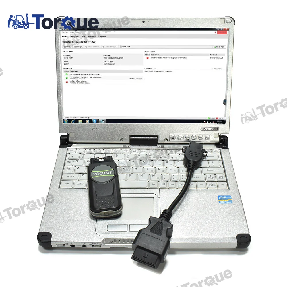 CFC2 Laptop Truck Diagnostic Tool for VOCOM II mini For Truck Bus Construction Excavator Diagnostic Tool