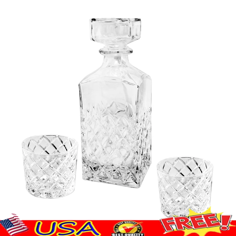 

Графин из прозрачного стекла и набор стекол DOF с ромбовидным узором, 3 упаковки, прочная элегантная посуда для напитков, которую можно мыть в посудомоечной машине, декор для домашнего бара