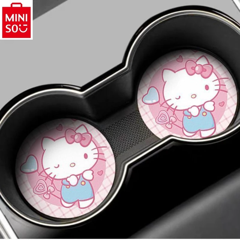 MINISO car water cup mat, anti slip storage mat for car interior, universal cute Hello Kitty cartoon anime decoration products