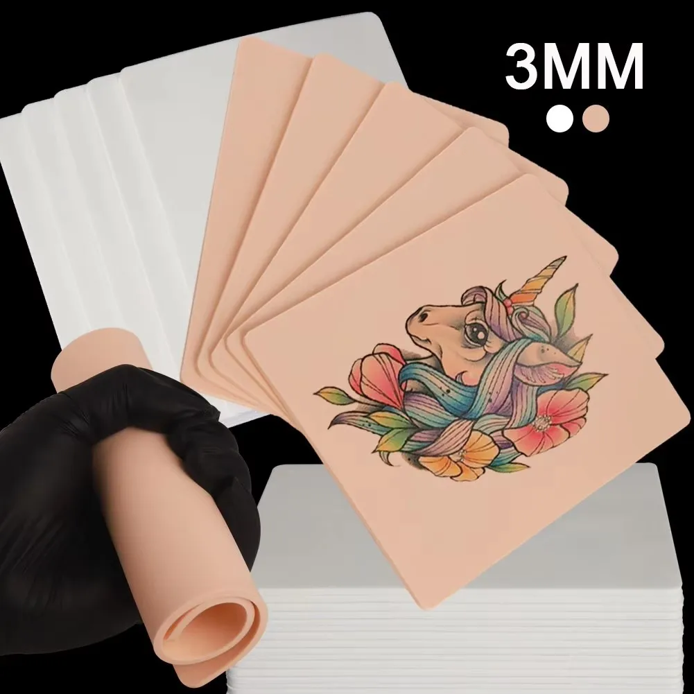 

3MM Soft Silicone Tattoo Practice Skin White/Color Double Side Fake Skin Microblading Permanent Makeup Tattoo Accessories