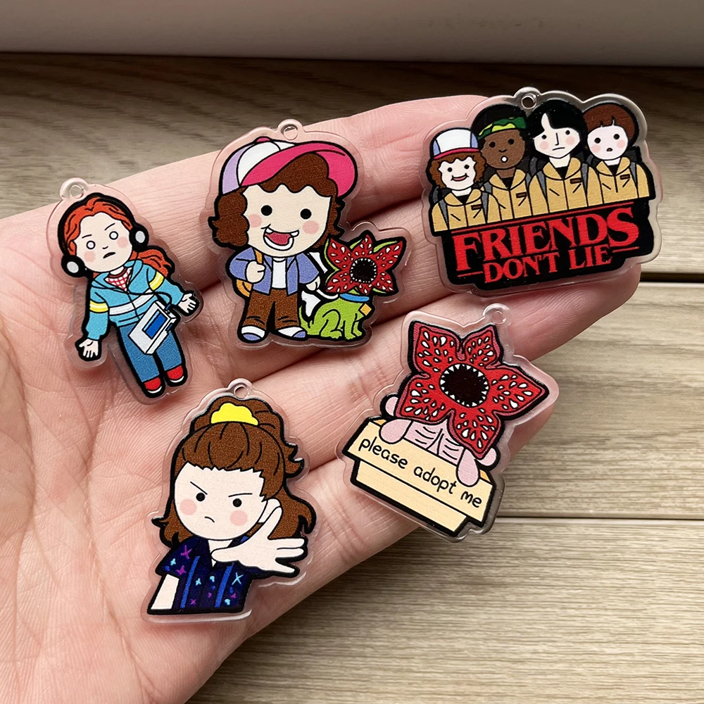 5PCS/Set King Demogorgon Cannibal Flower Acrylic Accessories Charms - Cute Horror Pendant for DIY Jewelry Making view 6