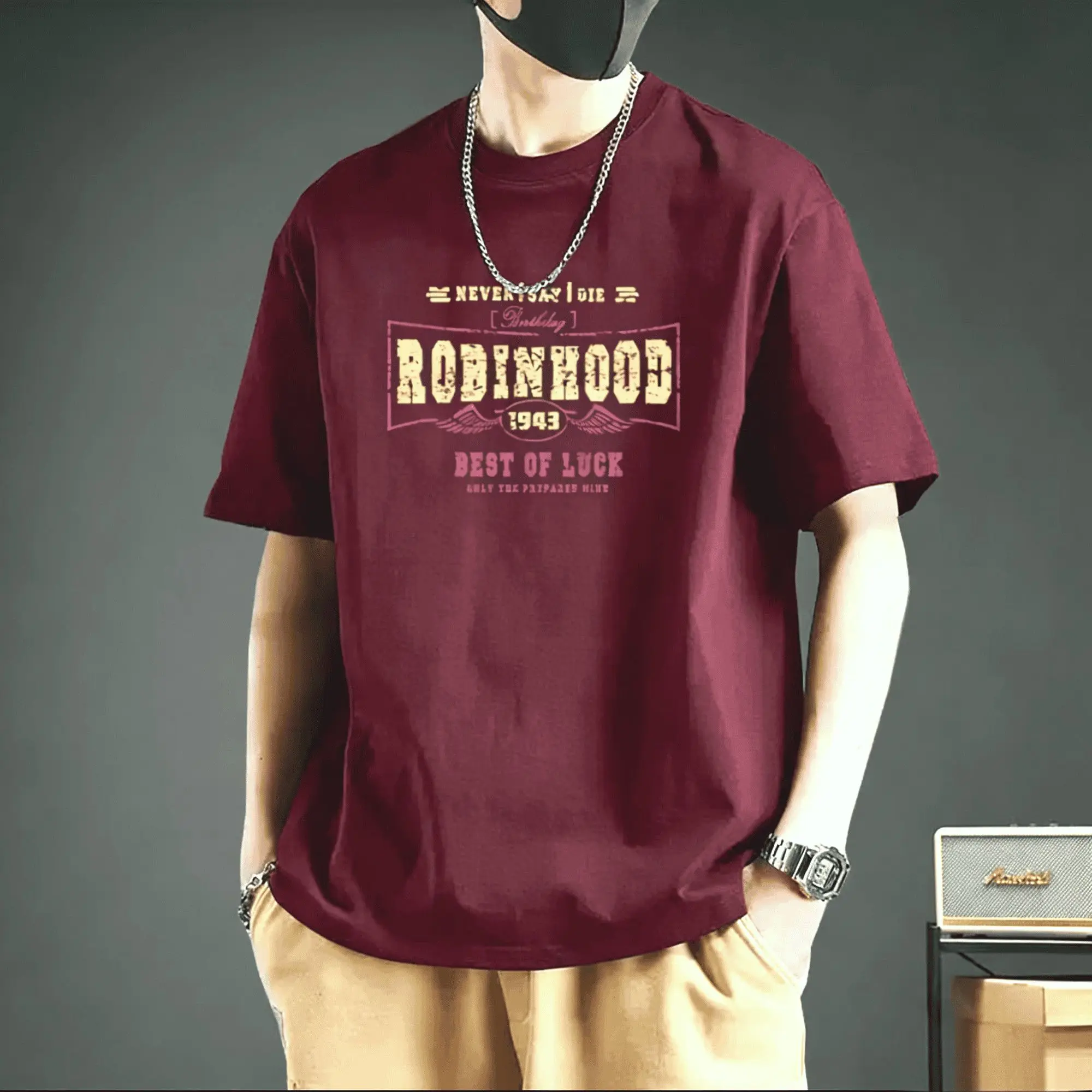 Men's Fashion Round Neck Short Sleeve Korean Letter T-Shirt Summer New Versatile Pullover British Top
