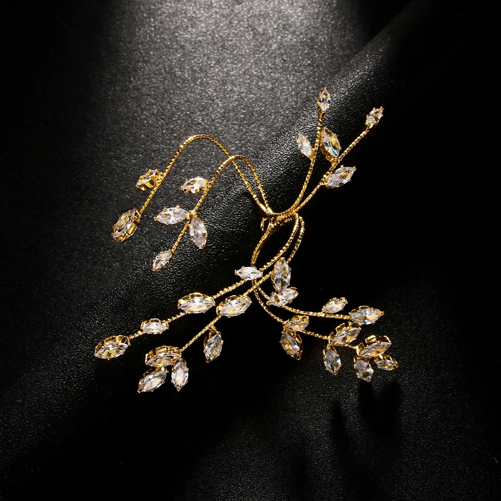 Stonefans Leaf Finger Ring Charm for Women Decoration Adjustable Cubic Zircon Wedding Accessories Bride Hand Jewelry Party Gift