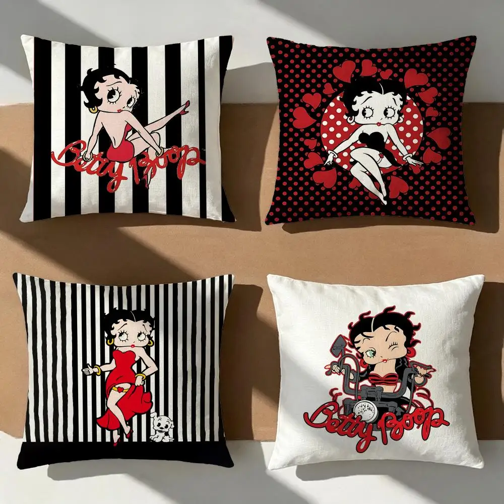 Character Betty Boop Cushion Cover Pillow Cover Nordic Minimalist Throw DoubleSided Print Cushion Case for Sofa Bedroom Decor