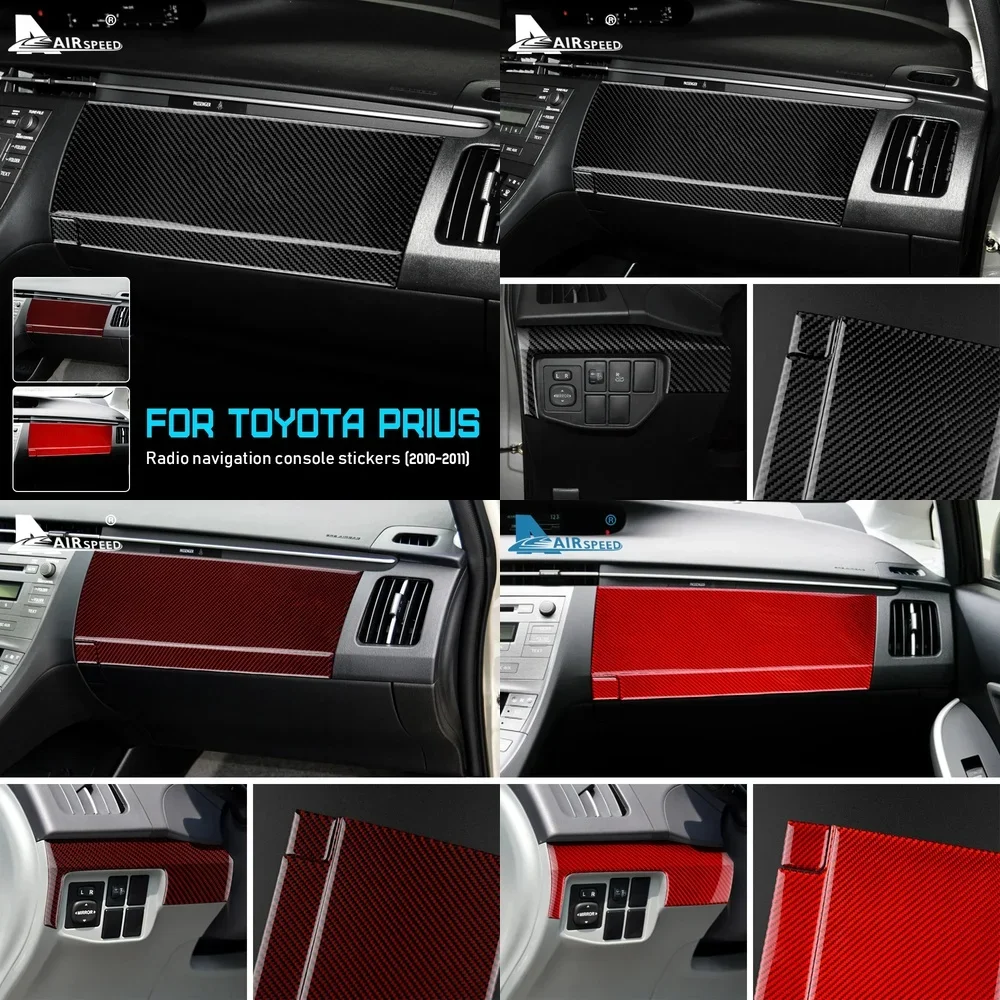 

Наклейка из настоящего карбона для Toyota Prius 2010-2011, красно-черная, для декоративной отделки крышки бардачка, аксессуары для интерьера автомобиля