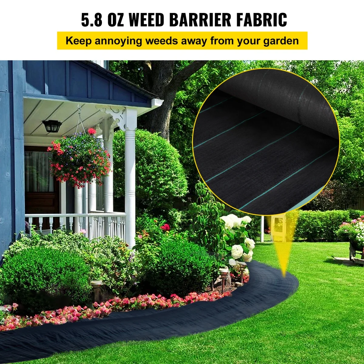

Weed Barrier, 5.8oz Landscape Fabric, 4ft X 300ft Cover Mat Heavy Duty Woven Grass Control Geotextile For Garden, Patio, Black