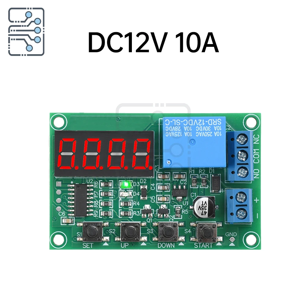 Relay DC 12V/24V 10A display time relay module infinite cycle on/off 0.36 inch 4 digit red display 0.1-999.9 hours