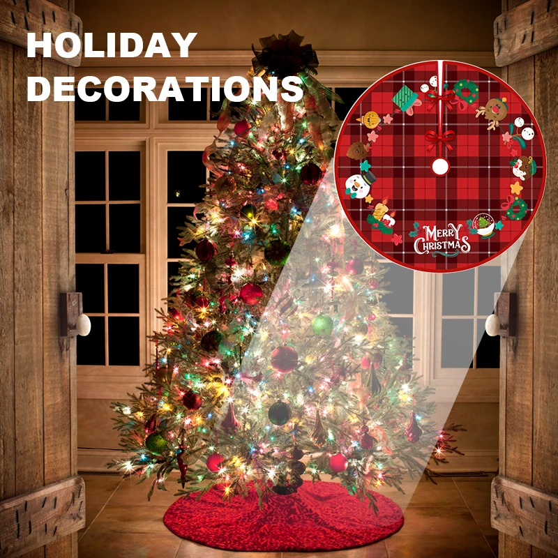 Merry Christmas Tree Skirt Non-Slip Floor Mat Carpet Home Decor Rugs Suitable for Commercial Holiday