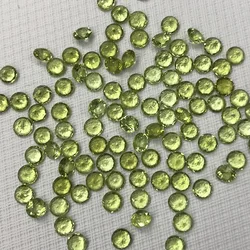 Wholesale 10pcs Genuine Peridot Bead 2mm 3mm 4mm 5mm Round Brilliant-cut Semi-Precious Gemstone Cabochon Ring Face For Jewelry