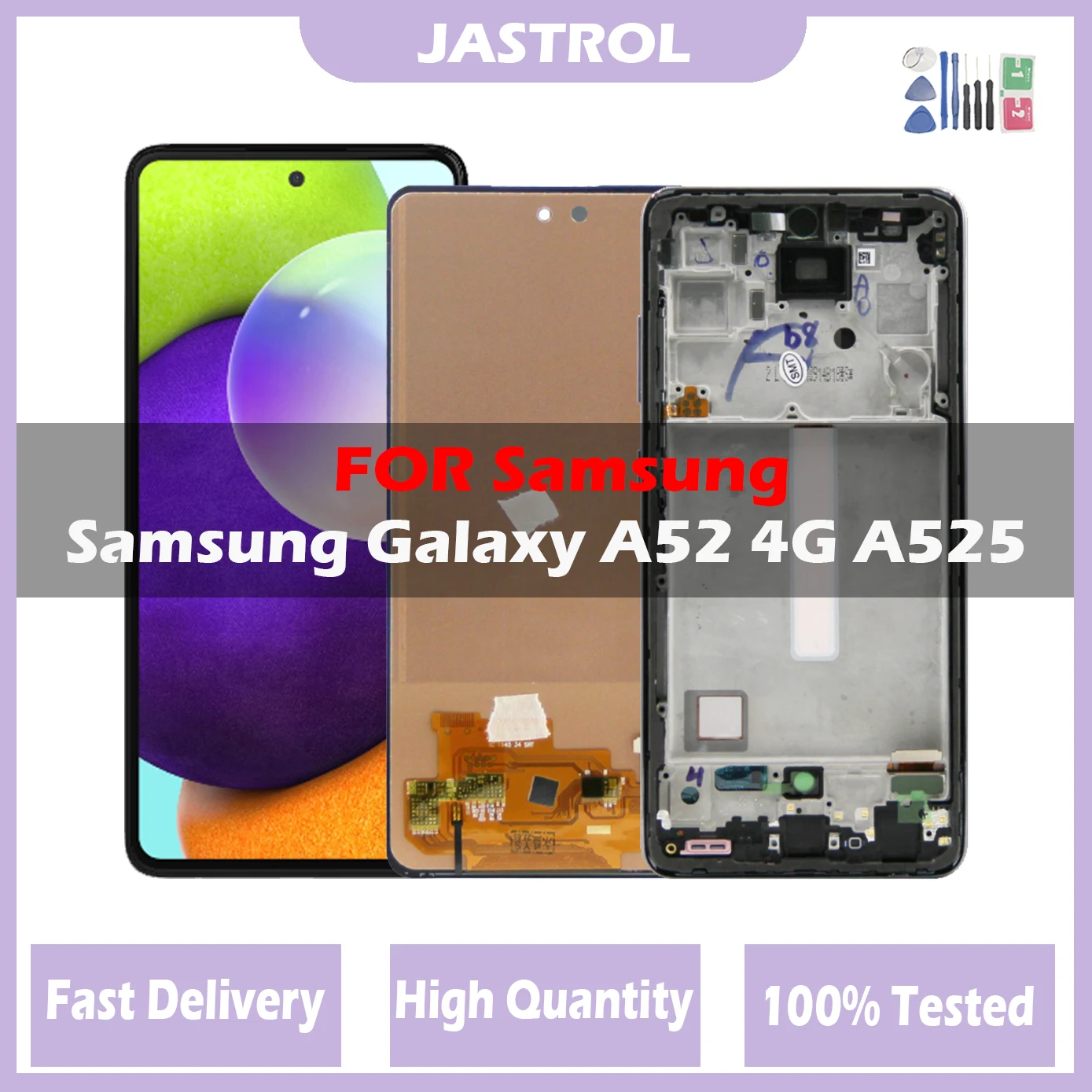 

AMOLED NEW LCD For Samsung Galaxy A52 4G LCD Display Touch Screen For Samsung A52 4G A525 A525F A525M Digitizer Parts With frame