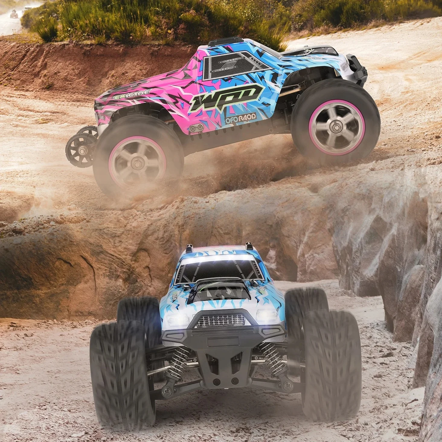 70KM/H 1/20 Mini Off Road Climbing Vehicle 2.4G RC Racing Car 4WD Drift Two Speed Adjustment With LED Lights RC Drift Car Toys
