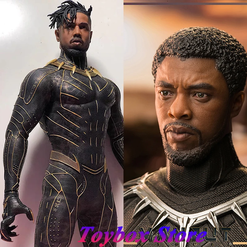 

MAXNUT STUDIO KM001 KM002 KM003 Black Panther Delicate Head Sculpt Marvel Movie Black Super Hero Carving Model For 6" Male Body