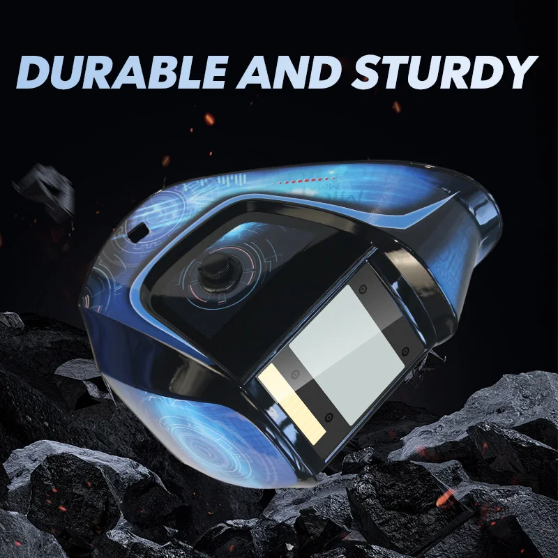 Large Viewing True Color Solar Powered Auto Darkening Welding Helmet, 4 Arc Sensor Wide Shade Range 4/5-9/9-13 Welder Mask