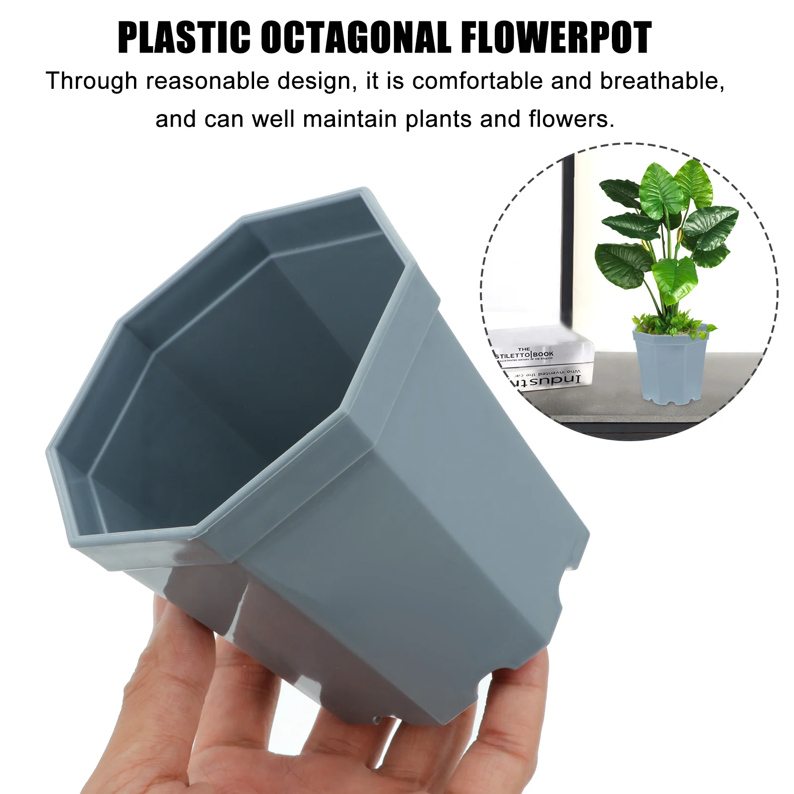 

5Pcs Modern Plastic Flower Pot Large Capacity Mini Succulent Planter Comfortable Breathable Design for Home Garden Office
