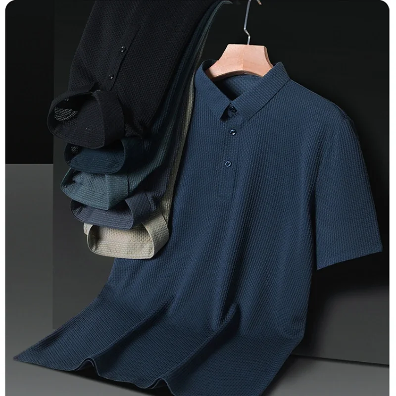 Luxury High-end Lightweight Polo Shirts Mens Summer Golf Shirt Quick-drying Breathable T-Shirt Short Sleeve Tops Solid Tees New