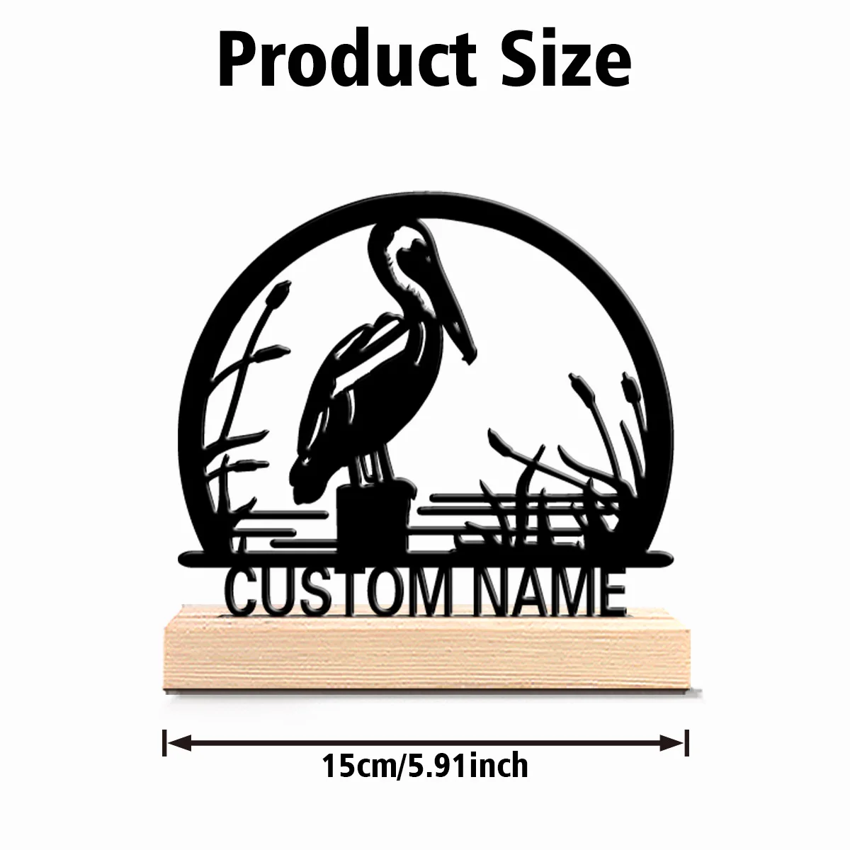 1pc New Design Personalized Custom Pelican Metal Statues With Wooden Base Tabletop Decoration Desktop Sculpture With Wooden Base