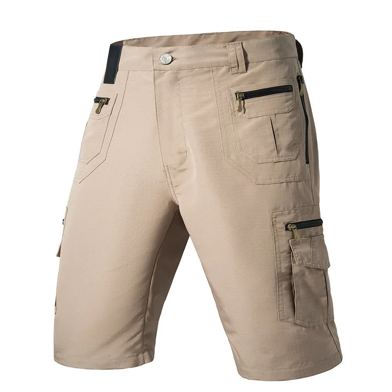 Men's Summer Casual Cargo Shorts Straight Multi-Pocket Zipper Trendy Capri Pant Multi-Pockets Casual Tactical Pants Male Short