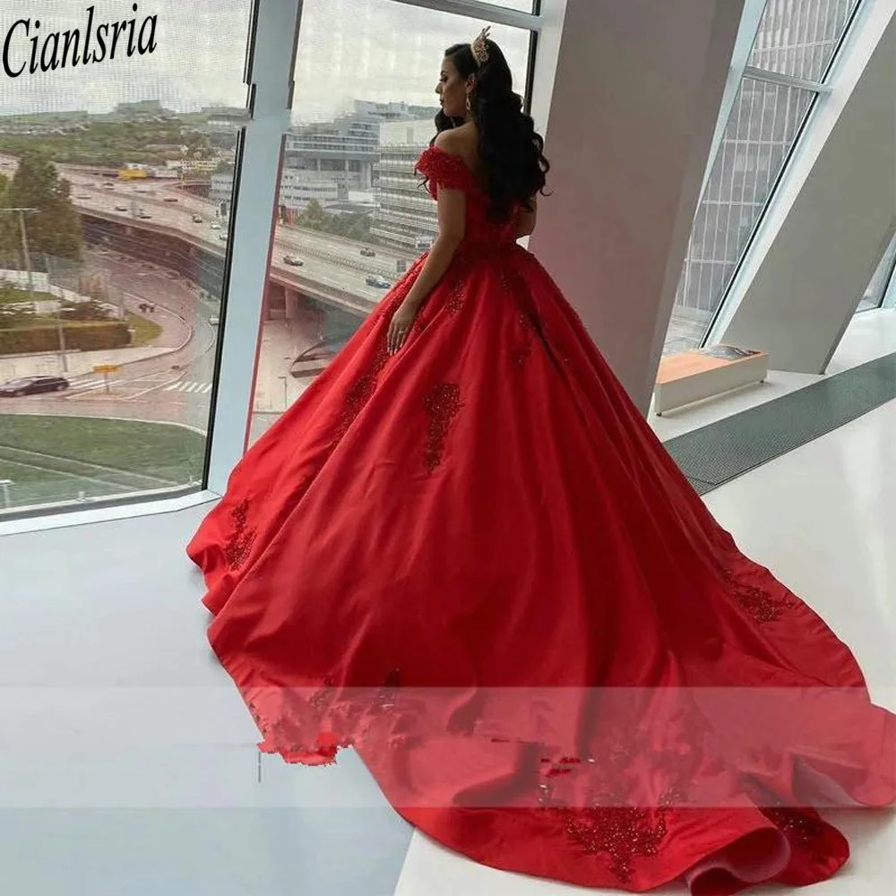 Rot Plus Größe Quinceanera Kleider 2022 Spitze Applique Perlen Ballkleid Für Süße 15 16 Kleider Geburtstag Gala