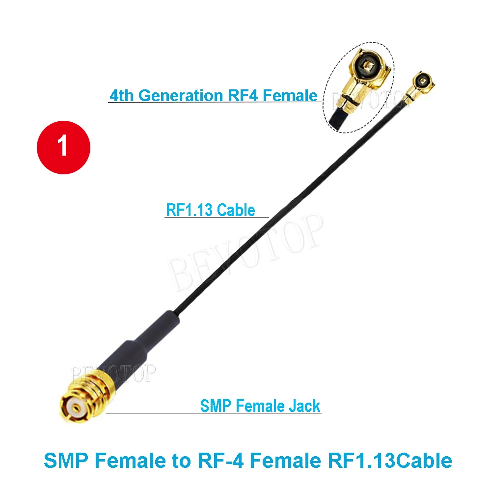 10PCS/LOT SMP to Jumper SMP Female / Male to RF-1 Female RF1.13/RG178 Cable RF Coaxial Pigtail Antenna Extension BEVOTOP