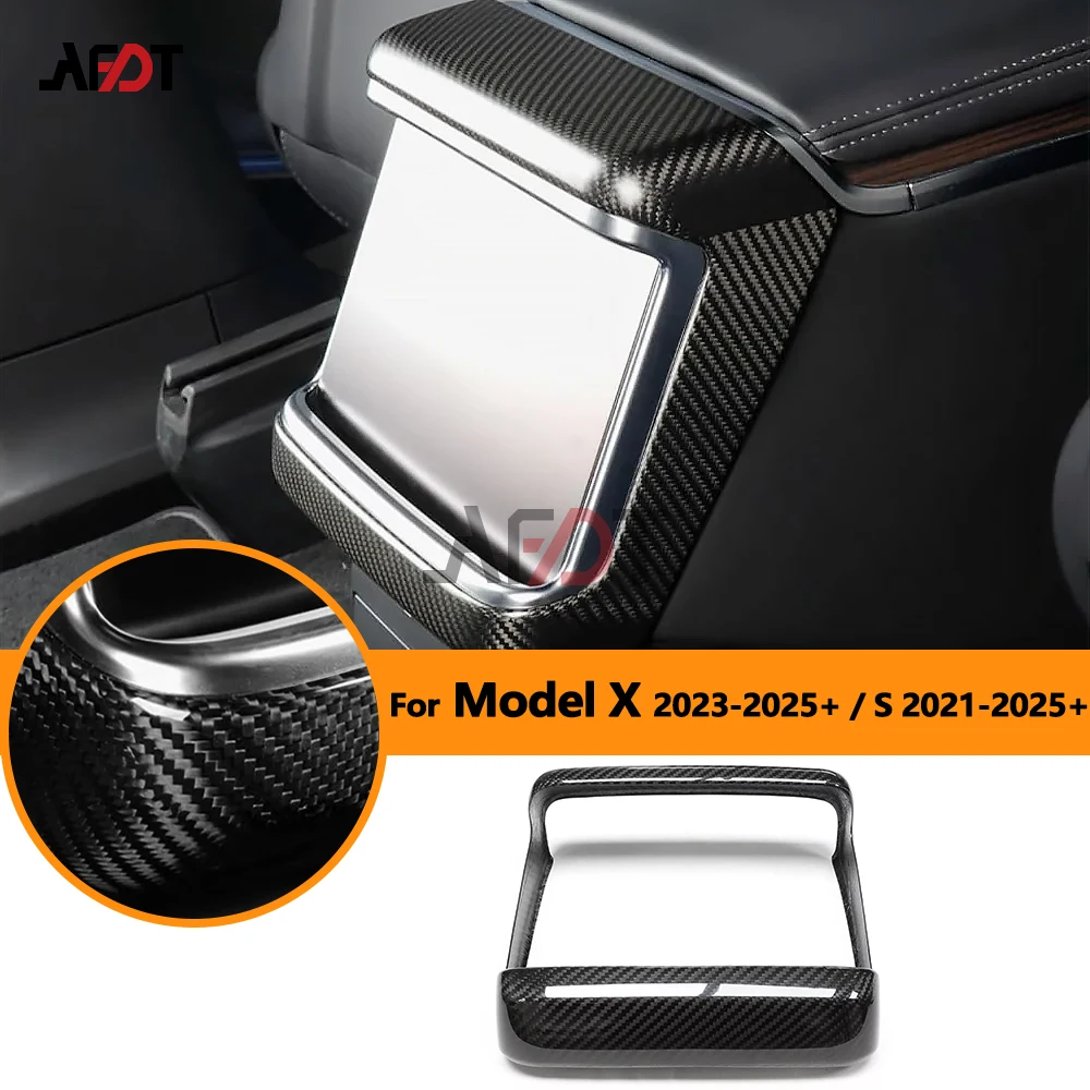 For Tesla Model S X 2021-2023 Dry Carbon Fiber Rear Navigation Display Screen Panel Frame Cover Trim Car Interior Accessories