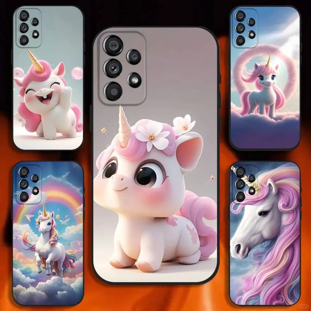 

Cute Unicorn Rainbows Phone Case For Samsung Galaxy A20,A21s,A22,A31,A32,A52,A53,A72,73,A80 Soft Black Cover