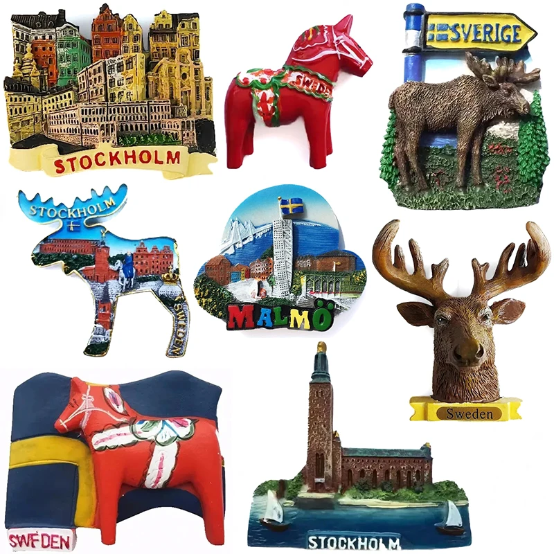 Sweden Fridge Stickers Stockholm Malmo Travelling Souvenirs Home Decoration Wedding Birthday Christmas Gifts Fridge Magnets
