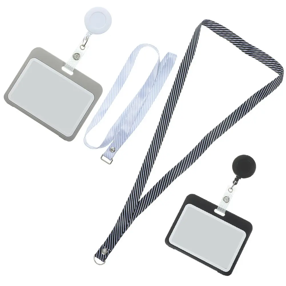 2Pcs Horizontal Id Card Protector Badge Holder Transparent Anti-Scratch Cards Sleeve for Credit Name Cards