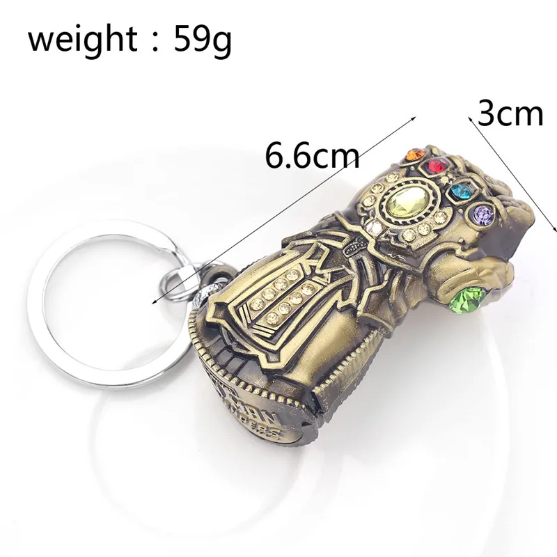 Disney Marvel Avengers 3 Infinity War Thanos Fist Gloves Keychain Alloy Gauntlet Thanos Figure Key Ring Pendant