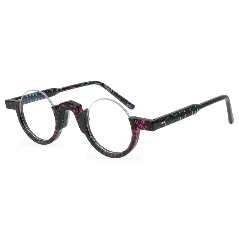 55258 Marke Design Acetat Gläser Männer Halb Rahmen Runde Transparente Brillen Frauen Punk Stil Vintage Rahmen