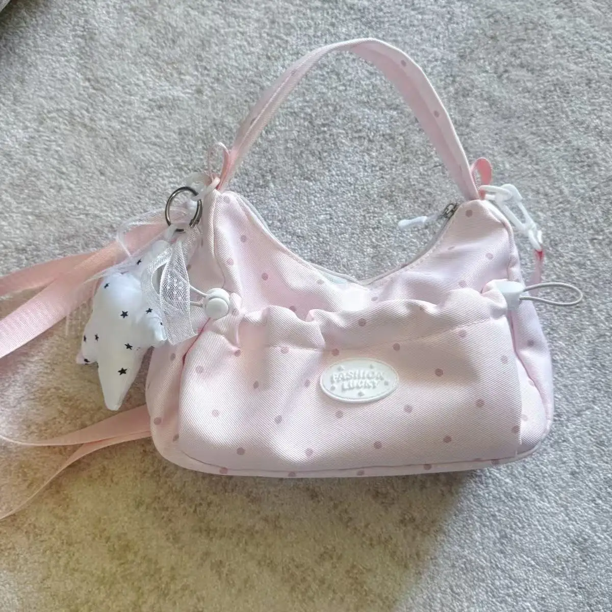 Koreanischer Stil, niedliche, plissierte Nischentasche, leicht, super beliebt, für den Arbeitsweg, Ein-Schulter-Tasche mit Kordelzug, Umhängetasche, Handtasche – Detail 3