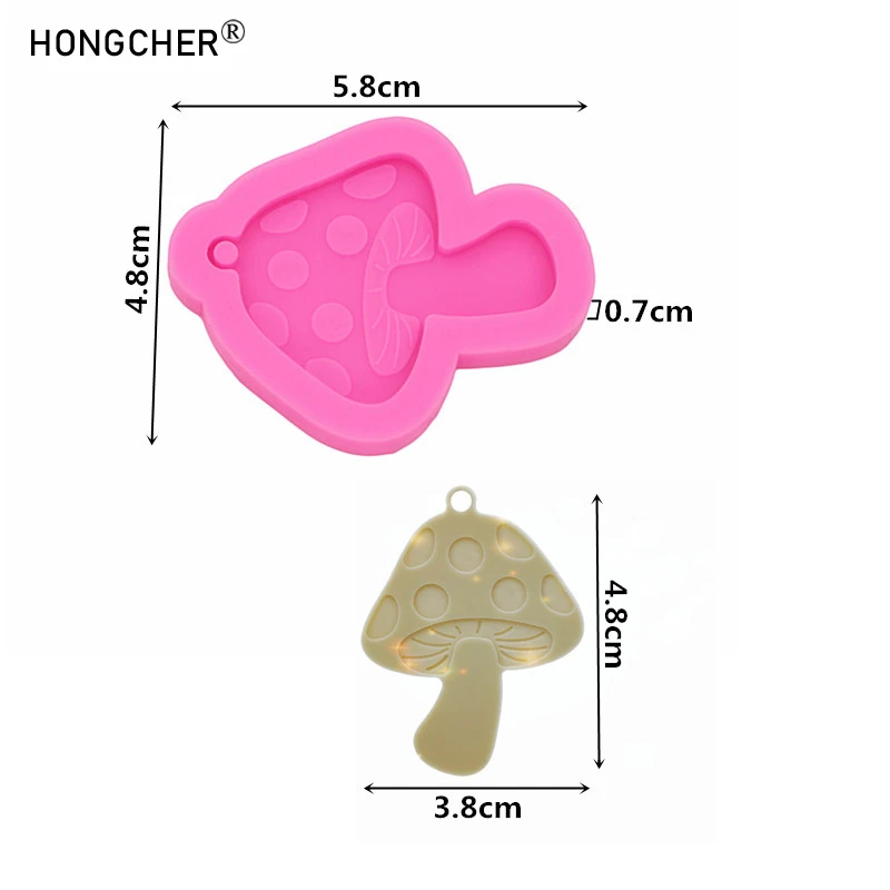 Glossy Mushroom Strawberry Resin Accessories Silicone Mold DIY Earrings Necklace Pendant Wind Chime Decoration Pendant Drip Mold
