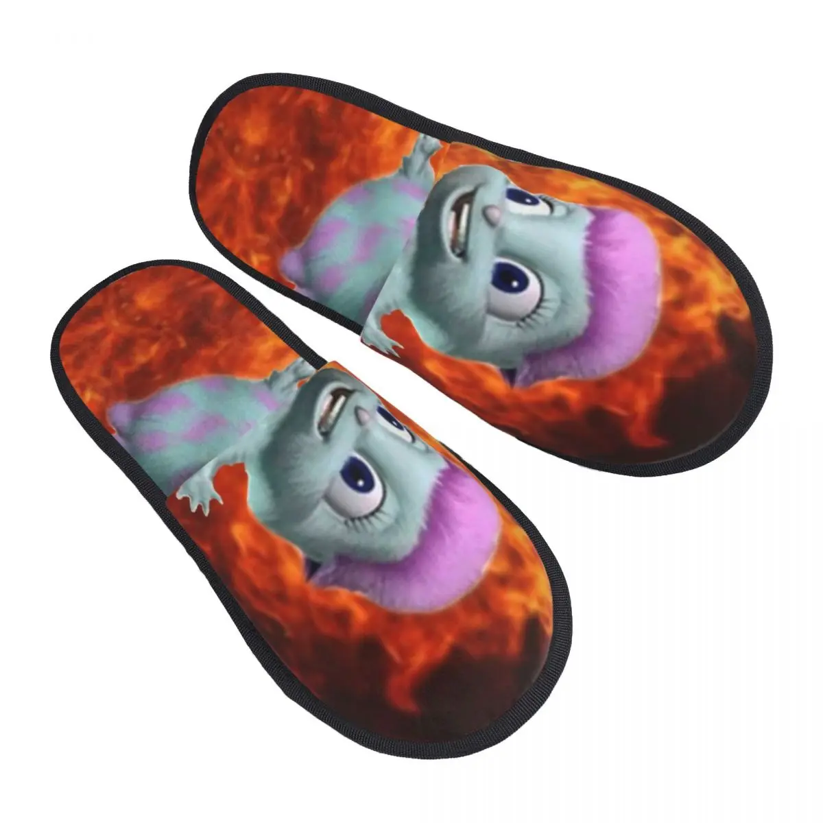 Custom Bibble In Fire Soft Memory Foam House Slippers Women Funny Cartoon Comfy Warm Anti-skid Sole Slipper