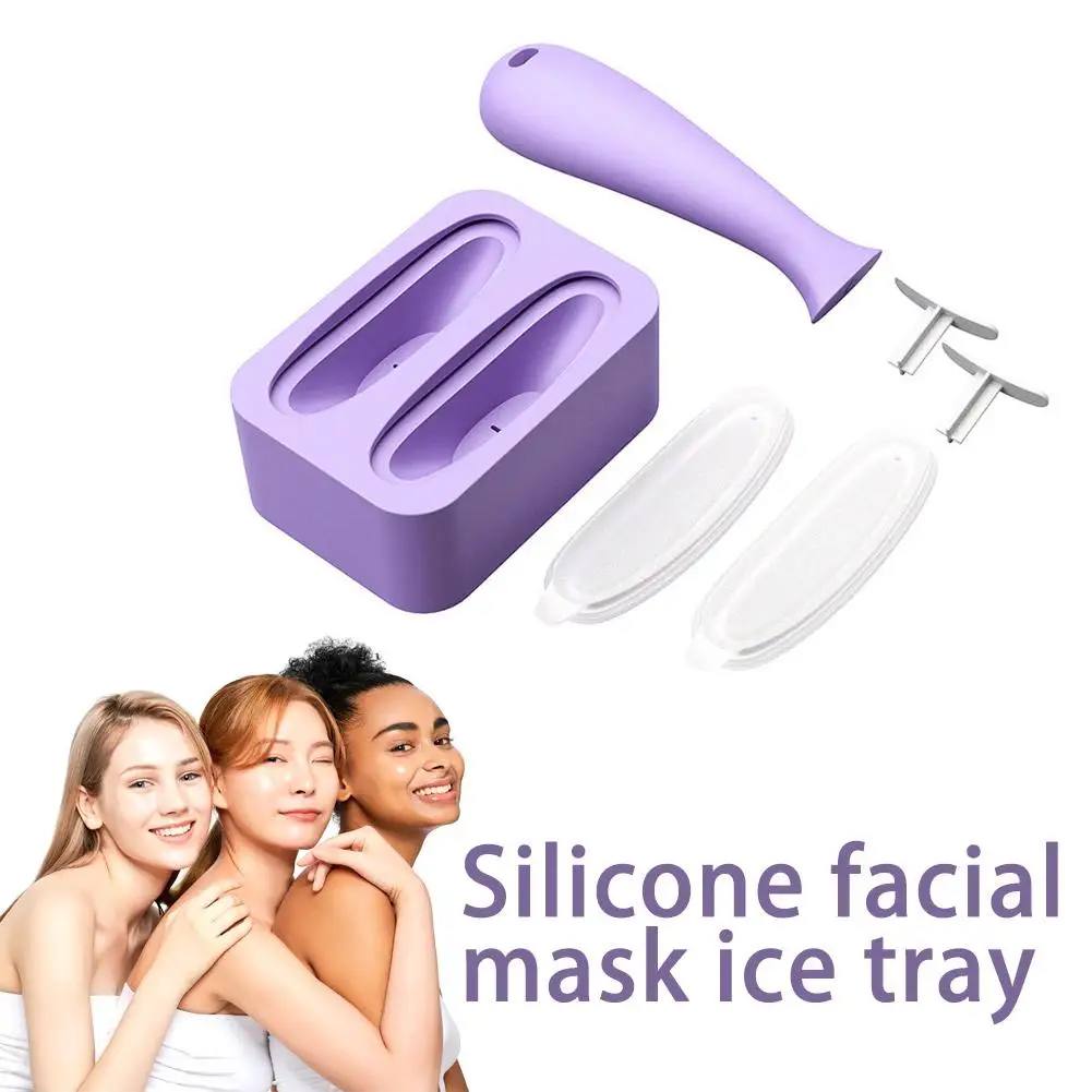 Massaggiatore facciale Rullo di ghiaccio bianco/viola Strumento per la cura della pelle Rullo di ghiaccio in silicone per il viso per occhi Donne Routine per la cura della pelle X6D7