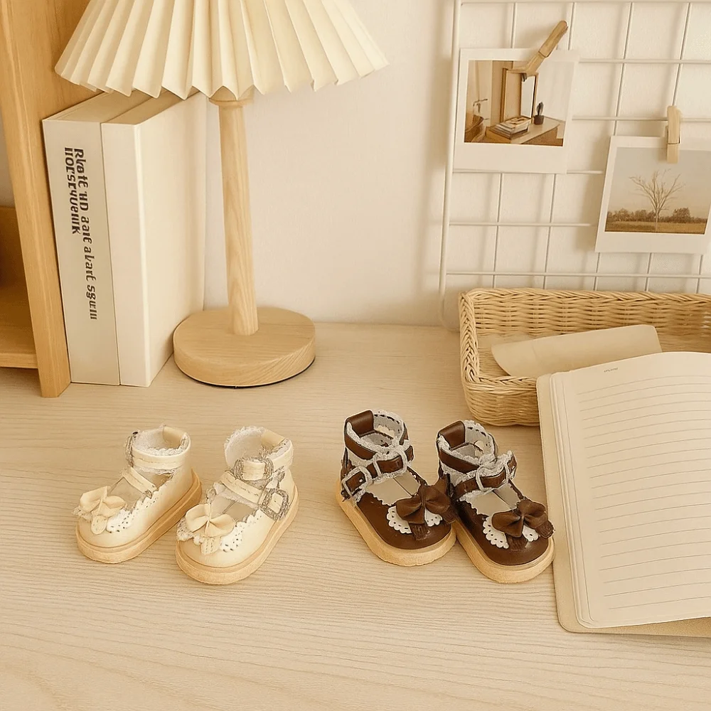 1 زوج أحذية من الجلد 1/6 مقياس بولي أحذية أحذية من الجلد ماري جين أحذية جولة تو 1/6 Bjd أحذية عادية 5 سنتيمتر أحذية رياضية صغيرة