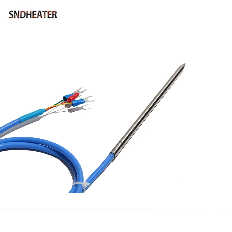 SNDHEATER Sharp Tip Stainless Steel Thermocouple PT100/PT1000 4*100MM Penetration Needle Probe 1 2 3 4 5M Temperature Sensor