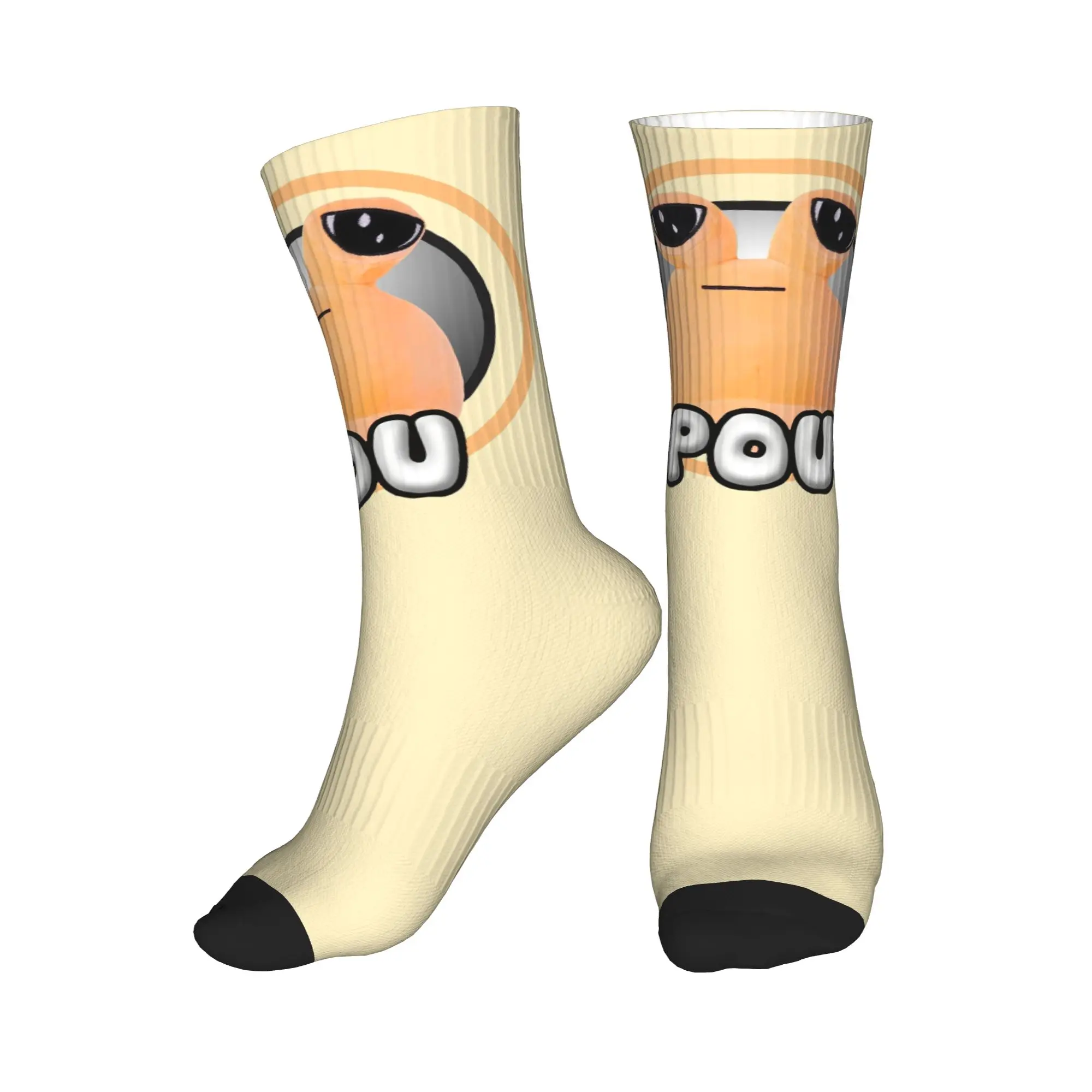 

All Seasons My Pet Alien Pou Cute Cartoon Sport Middle Tube Socks Super Soft Crew Socks Casual Stockings for Men Women