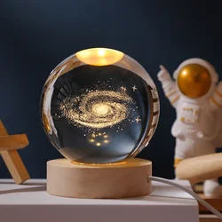 Engraved Crystal Ball Night Light with Wooden Base - Perfect Gift for Valentine's Day and Anniversary galaxy light